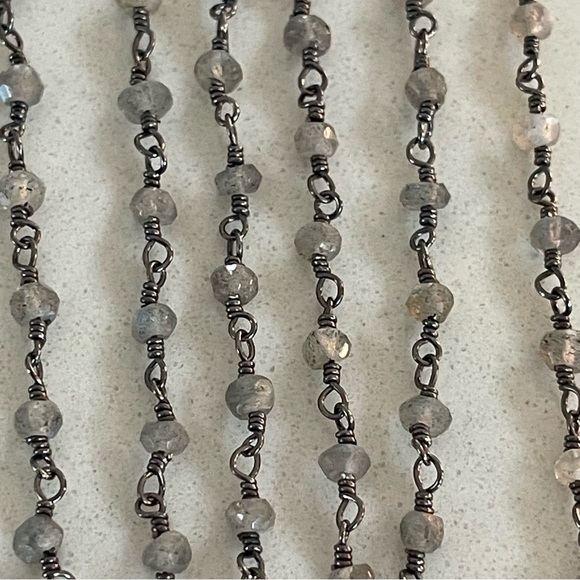 One of a kind faceted Labradorite stone beaded 32” necklace. - Picture 11 of 11